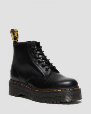 Dr Martens 101 Smooth Leather Platform Ankle Boots Black | 02OCRPWDY