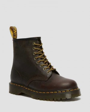 Dr Martens 1460 Bex Crazy Horse Leather Lace Up Boots Dark Brown | 93ZXESUOI