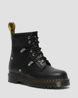 Dr Martens 1460 Bex Stud Leather Lace Up Boots Black | 24GDKHIUW