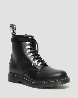 Dr Martens 1460 Contrast Hardware Leather Lace Up Boots Black | 06PNFWUCG