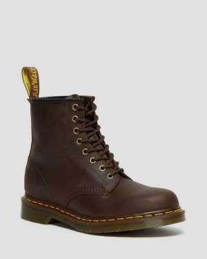 Dr Martens 1460 Crazy Horse Leather Lace Up Boots Brown | 14BNYIHAT