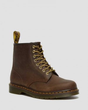 Dr Martens 1460 Crazy Horse Leather Lace Up Boots Brown | 49IRBADLG