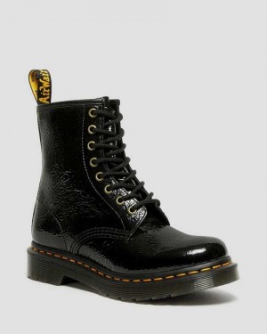 Dr Martens 1460 Distressed Patent Leather Boots Black | 98CWHXKIB