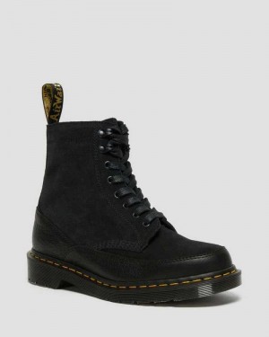 Dr Martens 1460 Guard Leather Lace Up Boots Black | 56VXGZAIN