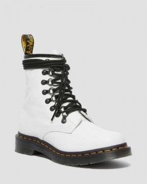 Dr Martens 1460 Laced Virginia Leather Lace Up Boots White | 38NKWMVTH