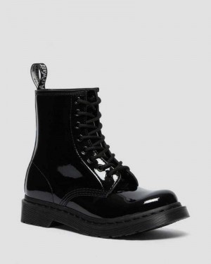 Dr Martens 1460 Mono Patent Leather Lace Up Boots Black | 07LKGNQVM