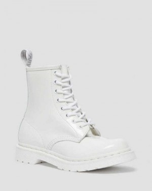 Dr Martens 1460 Mono Patent Leather Lace Up Boots White | 48OGZTHAR