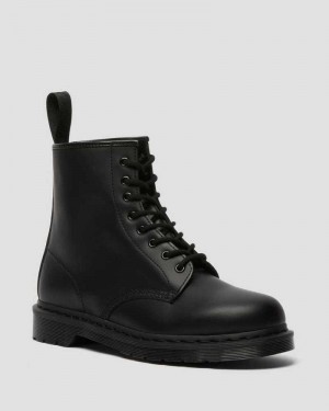 Dr Martens 1460 Mono Smooth Leather Lace Up Boots Black | 83OECHLFJ