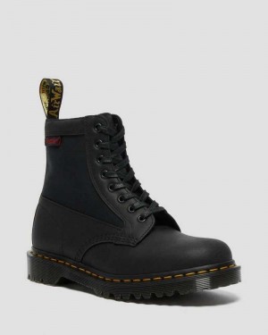 Dr Martens 1460 Panel Leather Lace Up Boots Black | 07CYJAMQO