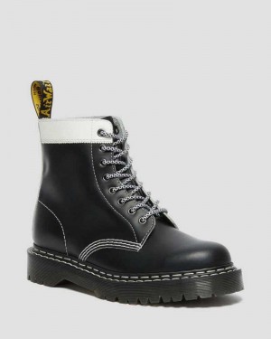 Dr Martens 1460 Pascal Bex Leather Contrast Lace Up Boots Black / White | 23IOCJFVY