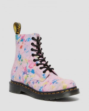 Dr Martens 1460 Pascal Confetti Suede Lace Up Boots Pink | 76LFYPQCR