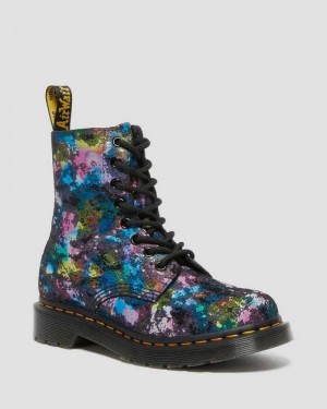 Dr Martens 1460 Pascal Confetti Suede Lace Up Boots Black | 93QDZHGCK