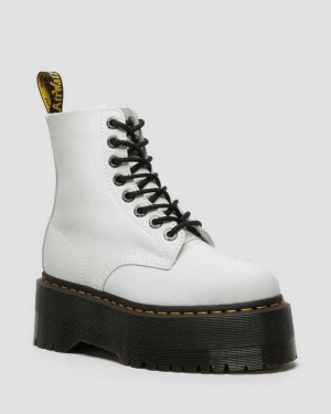 Dr Martens 1460 Pascal Max Leather Platform Boots White | 75FVBJIHR