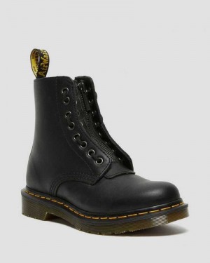 Dr Martens 1460 Pascal Nappa Zipper Boots Black | 45INFLJBC