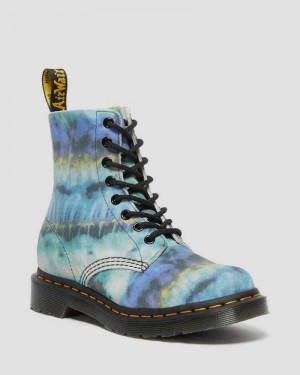 Dr Martens 1460 Pascal Tie Dye Leather Lace Up Boots Blue | 12HFSEARN