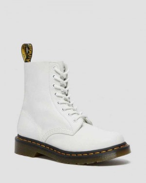 Dr Martens 1460 Pascal Virginia Leather Boots White | 64WRVKUXQ