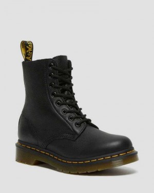 Dr Martens 1460 Pascal Virginia Leather Boots Black | 51KRXYFZJ