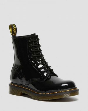 Dr Martens 1460 Patent Leather Lace Up Boots Black | 91PYQWLDR