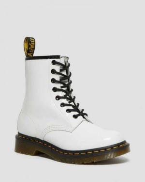 Dr Martens 1460 Patent Leather Lace Up Boots White | 10HTMXCOU