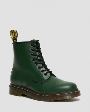 Dr Martens 1460 Smooth Leather Lace Up Boots Green | 84PJGHFSY