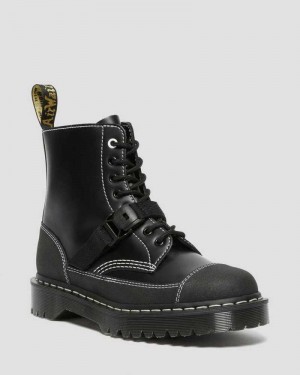 Dr Martens 1460 Tech Leather Lace Up Boots Black | 04DKLAXFP