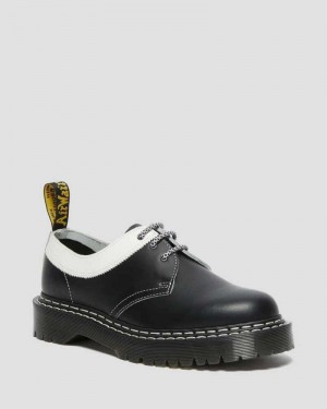 Dr Martens 1461 Bex Smooth Contrast Leather Oxford Shoes Black / White | 19EHCFBWN