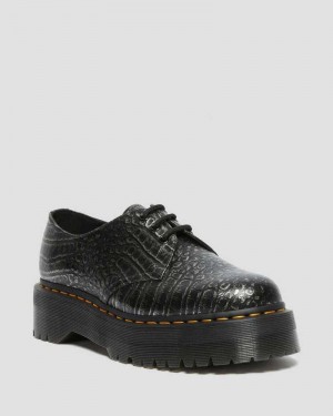 Dr Martens 1461 Croc Emboss Leather Platform Shoes Grey | 62MKRZCFV