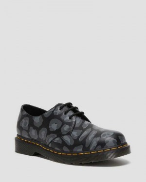 Dr Martens 1461 Distorted Leopard Print Oxford Shoes Black Leopard | 68SBIVLEO