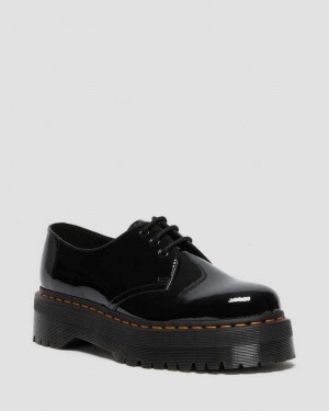 Dr Martens 1461 Patent Leather Platform Oxford Shoes Black | 15PSKBLAO