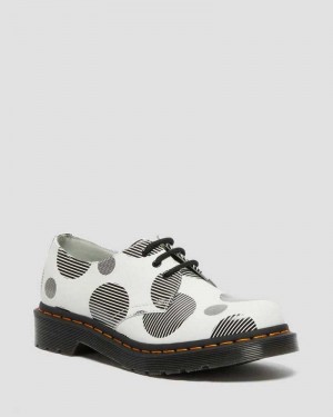 Dr Martens 1461 Polka Dot Smooth Leather Oxford Shoes White | 15MZQLRVC