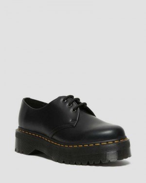 Dr Martens 1461 Smooth Leather Platform Shoes Black | 91YEONSDA