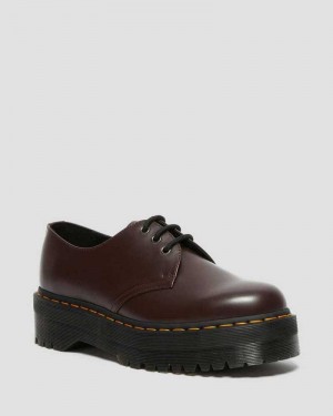 Dr Martens 1461 Smooth Leather Platform Shoes Burgundy | 56SXDYGKB