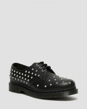 Dr Martens 1461 Stud Wanama Leather Oxford Shoes Black | 58JKDGXHU