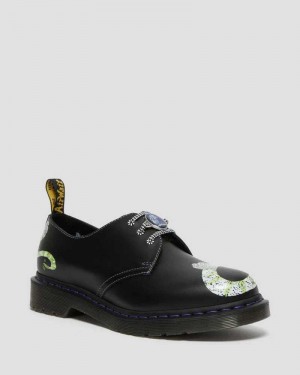 Dr Martens 1461 WB Beetlejuice Smooth Leather Oxford Shoes Black | 35MJPKQYR