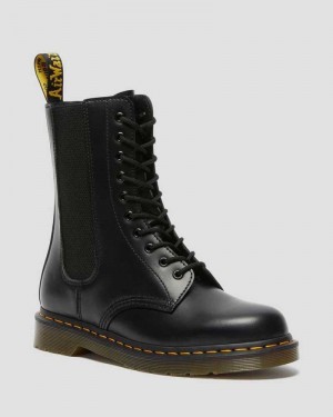 Dr Martens 1490 Harper Leather Lace Up Boots Black | 19SUCXFOE