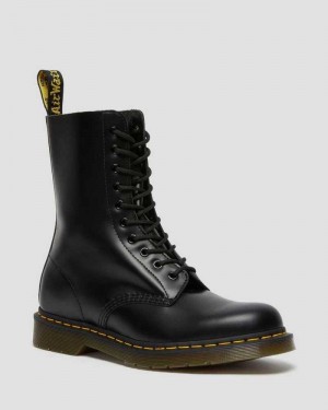 Dr Martens 1490 Smooth Leather Mid Calf Boots Black | 25IABNERF