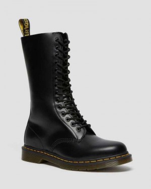 Dr Martens 1914 Smooth Leather Tall Boots Black | 29NLHYPVZ