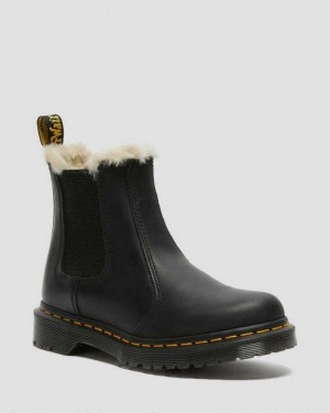 Dr Martens 2976 Faux Fur Lined Chelsea Boots Black | 37CMGJPYQ