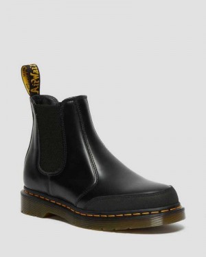 Dr Martens 2976 Guard Panel Leather Chelsea Boots Black | 42PJDWMQG