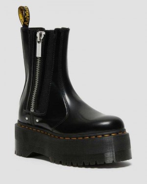 Dr Martens 2976 Max Leather Platform Chelsea Boots Black | 37MNGAICO