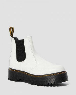 Dr Martens 2976 Smooth Leather Platform Chelsea Boots White | 07LOZGRNJ