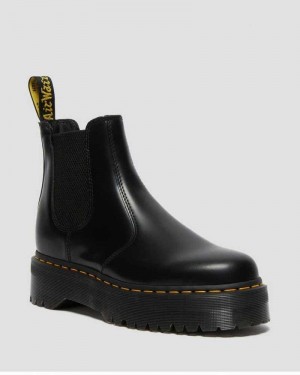 Dr Martens 2976 Smooth Leather Platform Chelsea Boots Black | 34LDQROWA