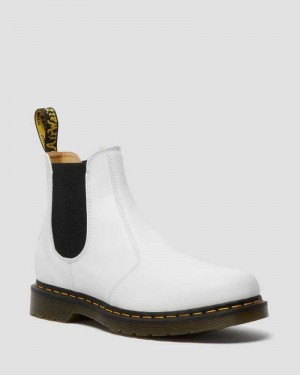 Dr Martens 2976 Yellow Stitch Smooth Leather Chelsea Boots White | 05APBINEX