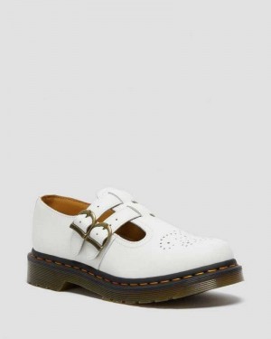 Dr Martens 8065 Smooth Leather Mary Jane Shoes White | 13AHVYSEP