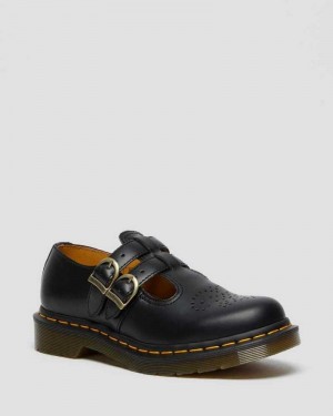 Dr Martens 8065 Smooth Leather Mary Jane Shoes Black | 08UIGWTDV