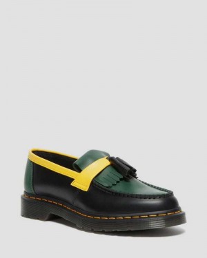 Dr Martens Adrian Contrast Smooth Leather Tassle Loafers Black | 87TDYPLKB