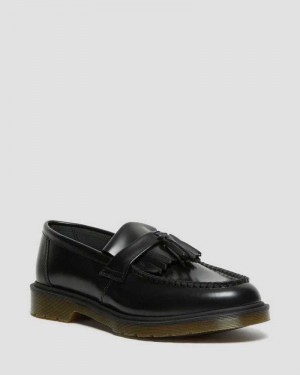 Dr Martens Adrian Smooth Leather Tassle Loafers Black | 85STKGXCP