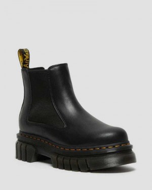 Dr Martens Audrick Nappa Leather Platform Chelsea Boots Black | 83LOGSBJZ