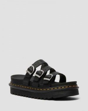 Dr Martens Blaire Leather Slide Sandals Black | 24OXVQAUM