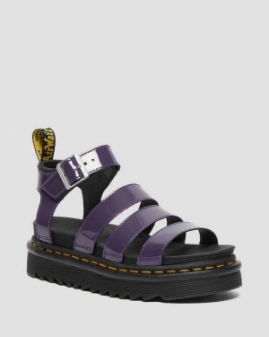 Dr Martens Blaire Patent Leather Strap Sandals Blackcurrant Patent Lamper | 93IFBRXSQ